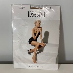 Wolford LUXE 9 TOELESS TIGHTS Large Color Gobi NEW